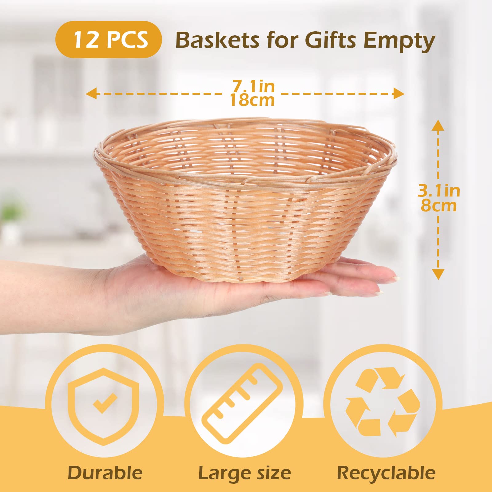 Amazon.com: Zopeal 12 Pcs 7'' Woven Bread Baskets Bulk Plastic